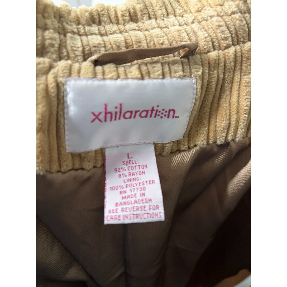 Vintage xhilaration Y2K Corduroy Trench Coat in Camel Color MEDIUM/LARGE - Picture 4 of 4